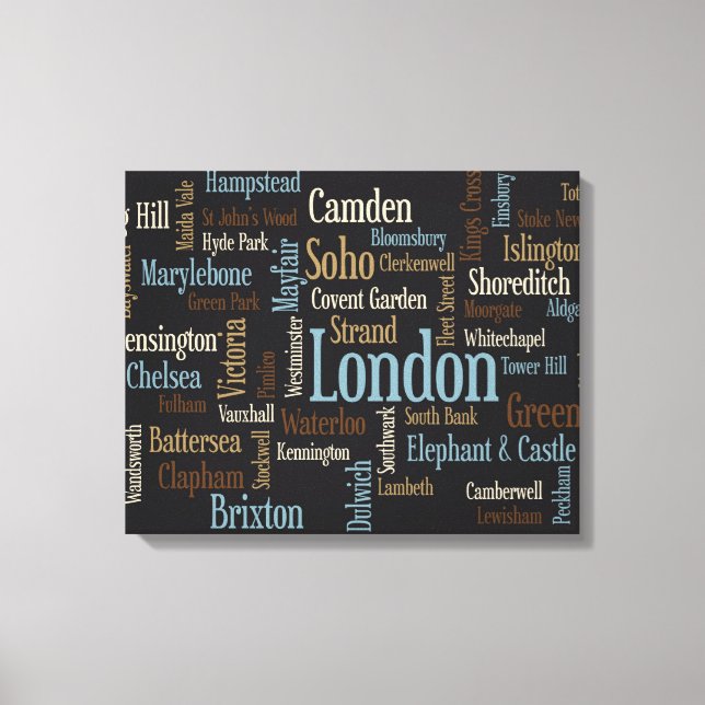 Impressão Em Tela Mapa de Texto de Londres (Frente)