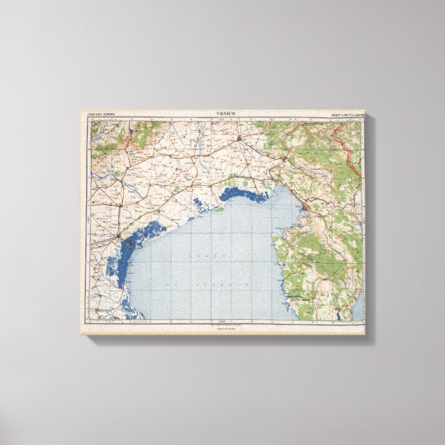 Impressão Em Tela Mapa de Veneza, Itália (Frente)