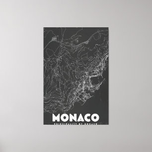 Impressão Em Tela Mapa de Viagem Antigo de Mônaco