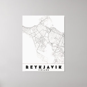 Impressão Em Tela Mapa de Viagem Antigo de Reykjavik Islândia