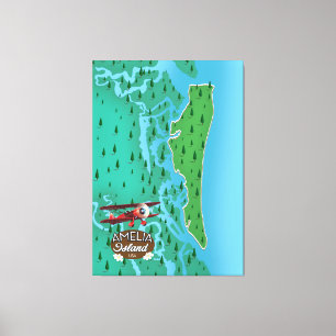 Impressão Em Tela Mapa de viagem da Amelia Island.