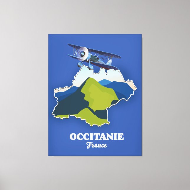 Impressão Em Tela Mapa de viagem da Occitanie France (Frente)