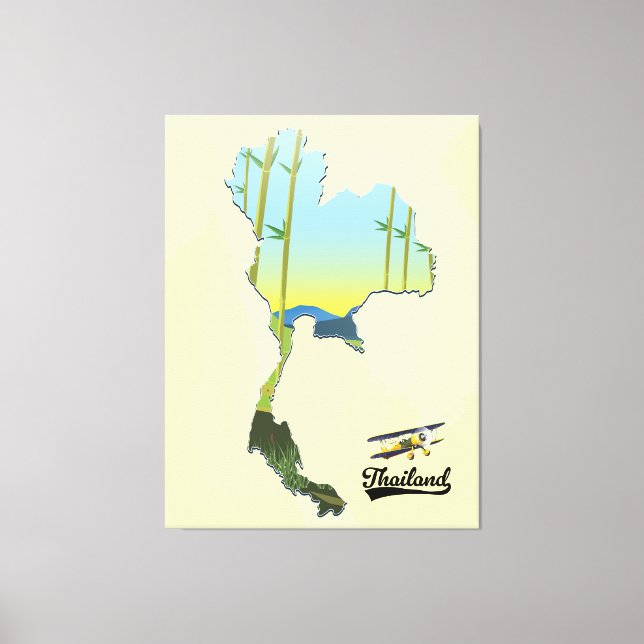 Impressão Em Tela Mapa de Viagem da Tailândia (Frente)