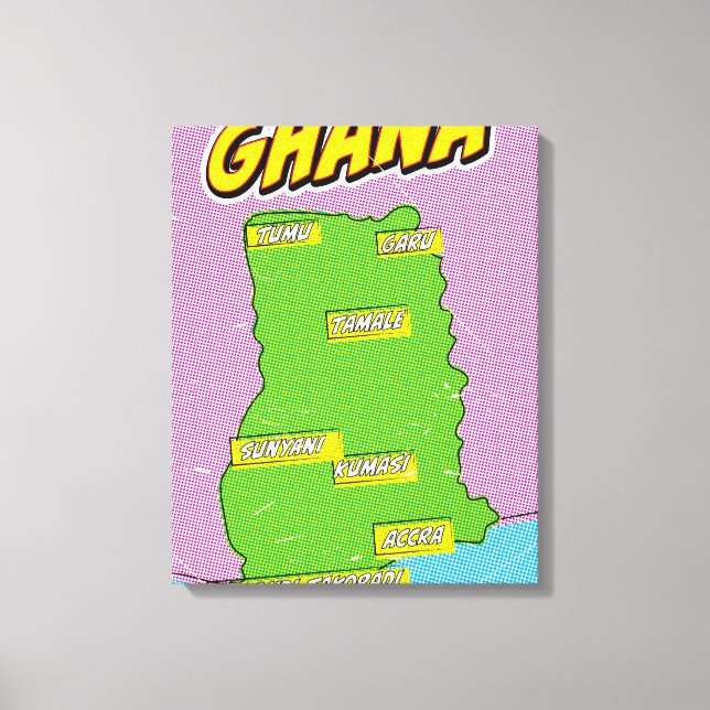 Impressão Em Tela Mapa de viagem de Gana (Frente)