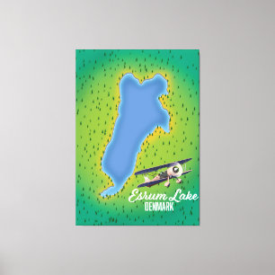 Impressão Em Tela Mapa de viagem do Lago Esrum Dinamarca