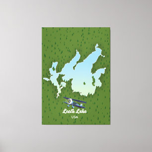 Impressão Em Tela Mapa de viagem do lago Leech