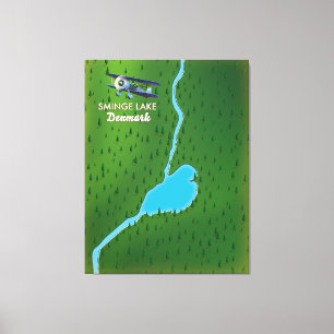 Impressão Em Tela Mapa de viagem do Lago Sminge Dinamarca
