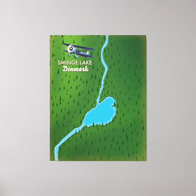 Impressão Em Tela Mapa de viagem do Lago Sminge Dinamarca (Frente)