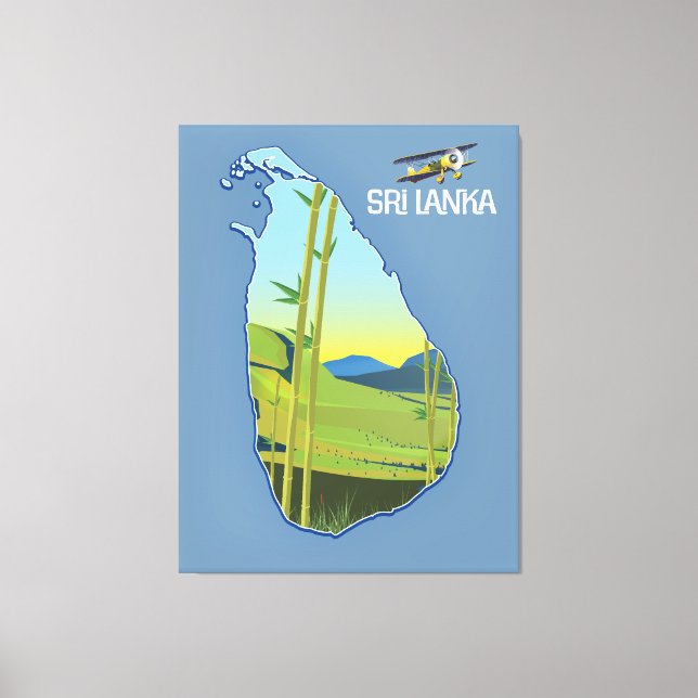 Impressão Em Tela Mapa de viagem do Sri Lanka (Frente)