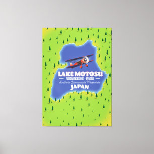 Impressão Em Tela Mapa de viagem japonês do Lago Motosu.