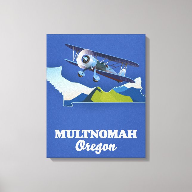Impressão Em Tela Mapa de viagem Multnomah Oregon (Frente)