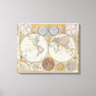 Impressão Em Tela Mapa de Viagem Mundial Geografia Antiga Vintage
