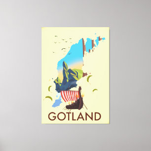 Impressão Em Tela mapa de viagem viking do Mar Báltico de Gotland
