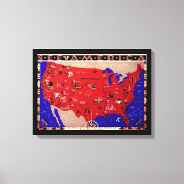 Impressão Em Tela Mapa de viagem vintage do Bureau de Turismo dos Es