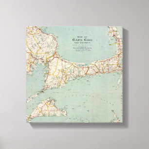 Impressão Em Tela Mapa de Vintage de Cape Cod, Massachusetts