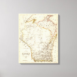 Impressão Em Tela Mapa de Vintage de Wisconsin 1852 Poster