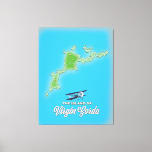 Impressão Em Tela Mapa de Virgin Gorda