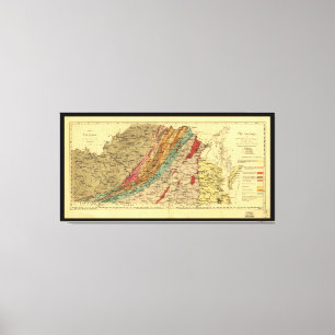 Impressão Em Tela Mapa de Virgínia por Jedediah Hotchkiss (1874)