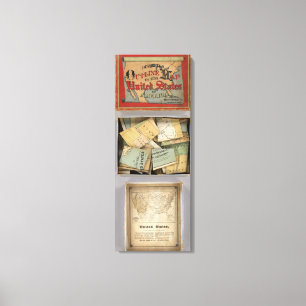 Impressão Em Tela Mapa dissecado do esboço, os Estados Unidos da