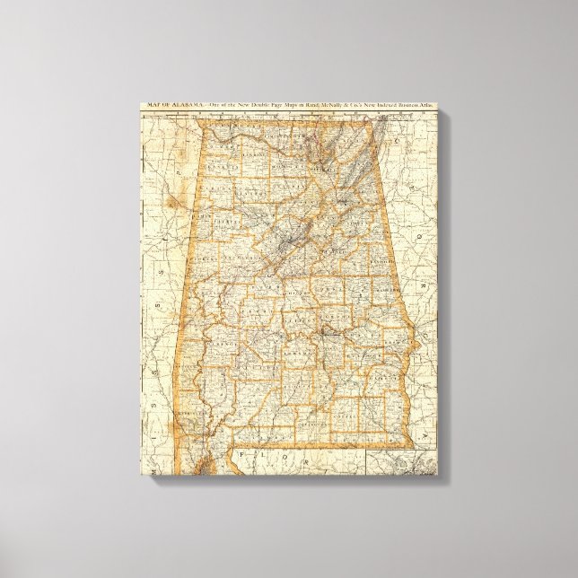 Impressão Em Tela Mapa do Alabama (Frente)