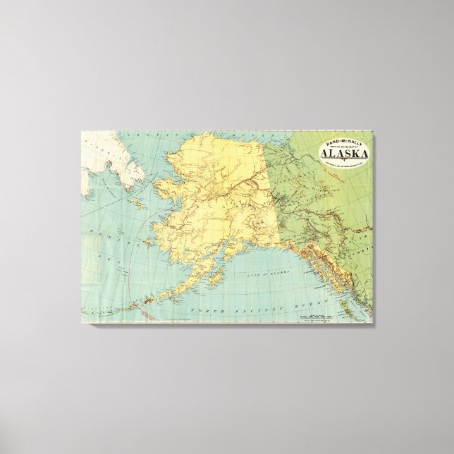 Impressão Em Tela Mapa do Alasca de Rand McNally (Frente)