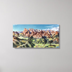 Impressão Em Tela Mapa do Alivio Vintage Dolomites Itália