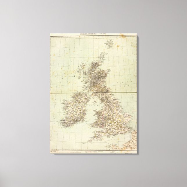 Impressão Em Tela Mapa do Atlas da Grã-Bretanha excelente (Frente)