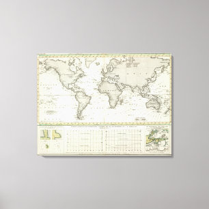 Impressão Em Tela mapa do atlas da Maré-onda