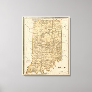 Impressão Em Tela Mapa do atlas de Indiana