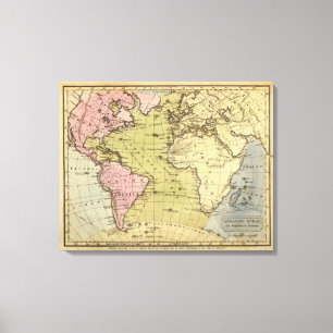 Impressão Em Tela Mapa do atlas de Oceano Atlântico