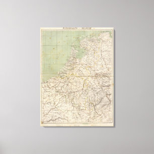 Impressão Em Tela Mapa do atlas de Países Baixos e de Bélgica