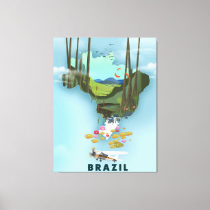 Impressão Em Tela Mapa do Brasil - poster de viagens Ilustrado