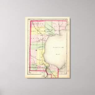 Impressão Em Tela Mapa do Condado de Bay, Michigan