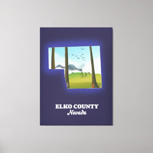 Impressão Em Tela Mapa do Condado de Elko Nevada