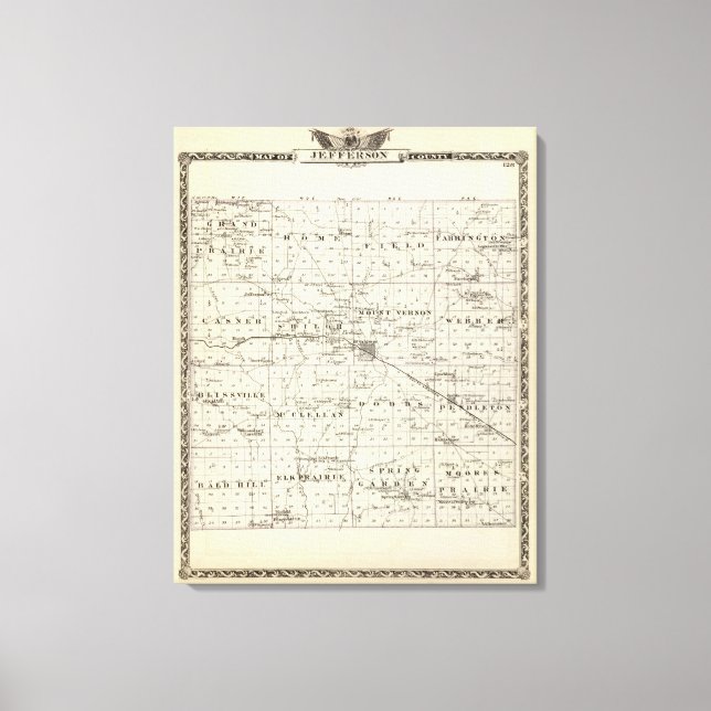 Impressão Em Tela Mapa do Condado de Jefferson (Frente)
