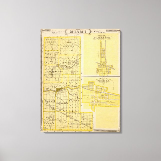 Impressão Em Tela Mapa do Condado de Miami (Frente)