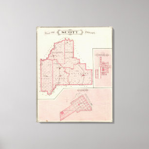 Impressão Em Tela Mapa do Condado de Scott com Lexington, Scottsburg
