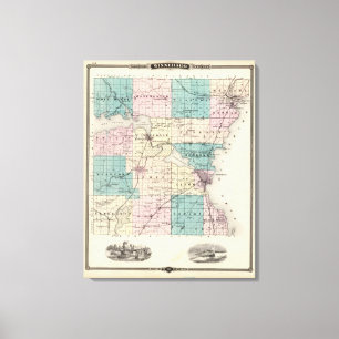 Impressão Em Tela Mapa do Condado de Winnebago, estado de Wisconsin