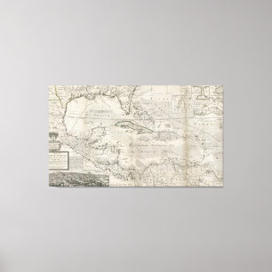 Impressão Em Tela Mapa do das caraíbas 1715