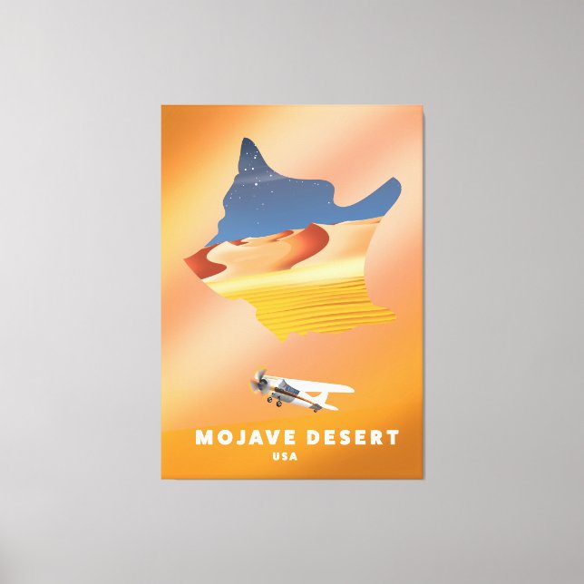 Impressão Em Tela Mapa do Deserto de Mojave EUA (Frente)
