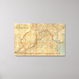 Impressão Em Tela Mapa do Estado da Virgínia