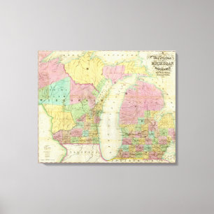 Impressão Em Tela Mapa do estado de Michigan