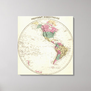 Impressão Em Tela Mapa do hemisfério ocidental