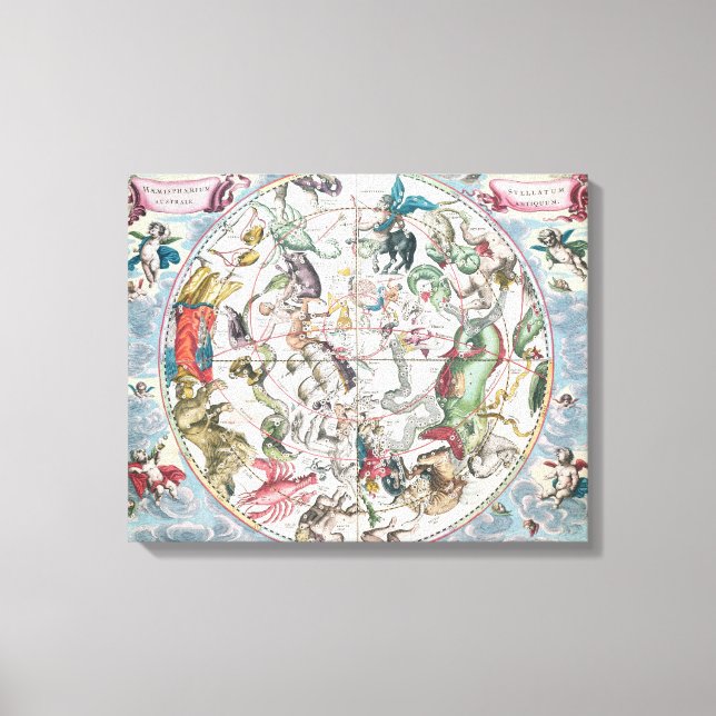 Impressão Em Tela Mapa do Hemisfério Sul (Frente)