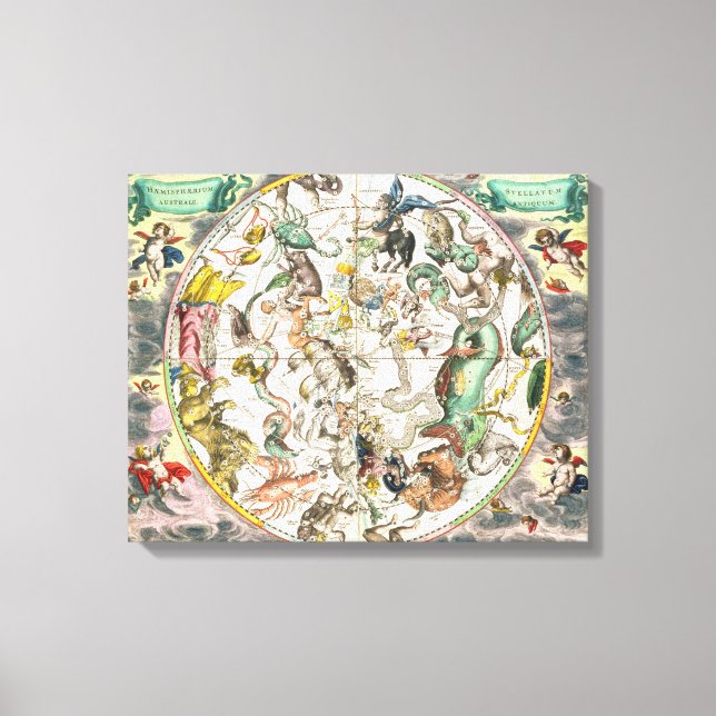 Impressão Em Tela Mapa do Hemisfério Sul, de "A Celestia" (Frente)