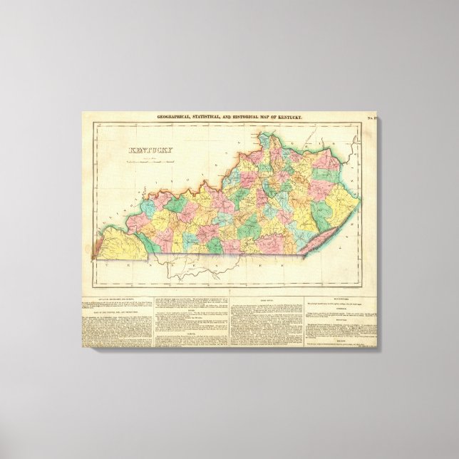 Impressão Em Tela Mapa Do Kentucky (Frente)