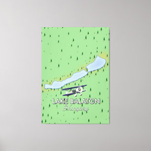 Impressão Em Tela Mapa do Lago Balaton na Hungria