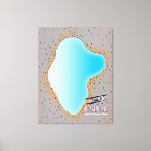 Impressão Em Tela Mapa do Lago Céu na Coreia do Norte e na China