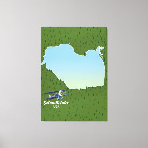 Impressão Em Tela Mapa do lago de Selawik no Alaska