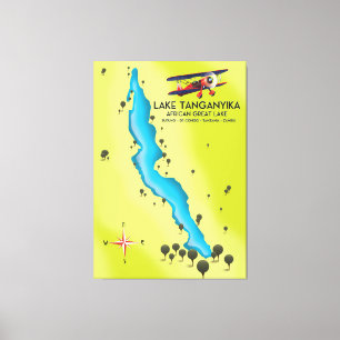 Impressão Em Tela Mapa do lago Excelente africano do Lago Tanganyika
